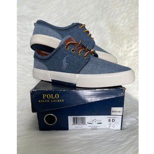 MEN'S SIZE 8D POLO RALPH LAUREN FAXON LOW SNEAKER BLUE/INDIG/CHAMBRAY